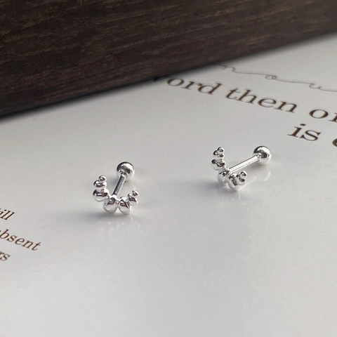 Orecchini a Bottone Mini Croissant in Argento Sterling S925 Minimalista Elegante con Chiusura a Vite per Donna Gioielli da Viaggio