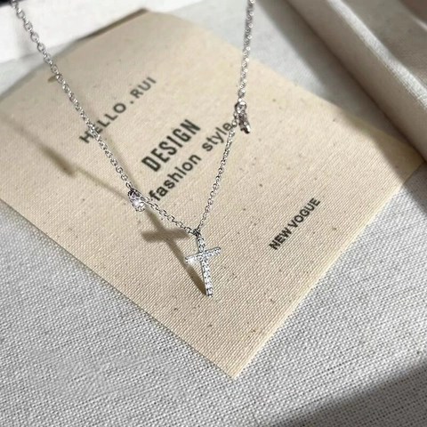 Collar Colgante Cruz Plata Ley 925 Circón Corazón Estrella Dijes Cadena De Clavícula Elegante Joyería Moda Para Mujeres