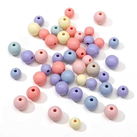 Macaron Color Acrylic Round Loose Beads For DIY Jewelry Making Handmade Bracelet Necklace Accessories Material Kit
