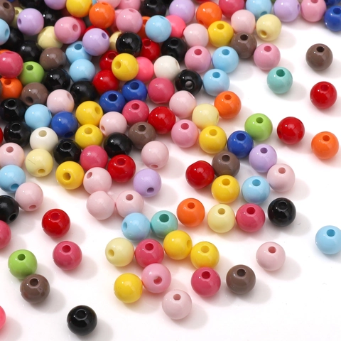 Cuentas Redondas de Acrílico Pintado de Colores de 6mm Para Fabricación de Joyas DIY Hechas a Mano Kit de Accesorios para Collares