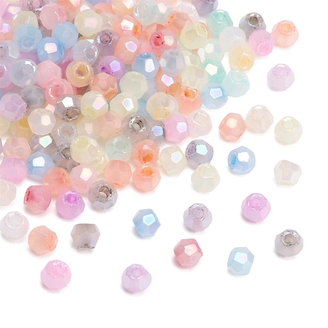 Faceted Glass Beads For Jewelry Making DIY Bracelet Necklace Accessories Rainbow AB Coating Macaron Colors Loose Beads