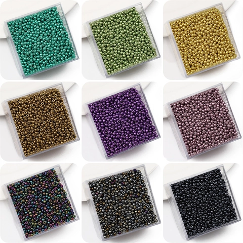 Perline di Vetro Lucido Metallico DIY Perline Sciolte Tonde Per Braccialetto Collana Materiali Creazione Retro Multi Colore Artigianato Perline