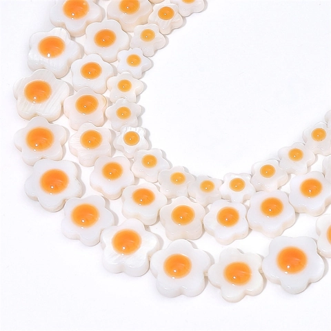 Perle a Forma di Fiore con Uovo in Camicia in Conchiglia Naturale Fai-da-te Accessori per Gioielli Bracciali Collane Artigianato