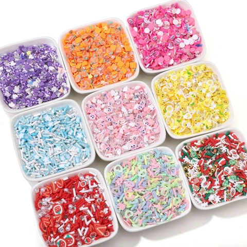 Mezcla de Cuentas de Arcilla Polimérica DIY Perla Artificial Diamantes de Imitación Formas Irregulares para Creación de Joyas Pulseras Collares