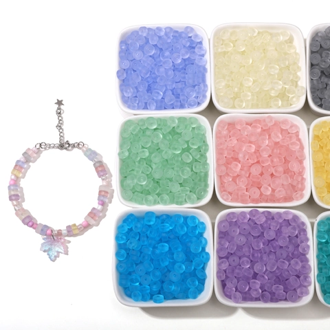Cuentas de Vidrio Esmerilado de Alta Calidad Cuentas Sueltas Mate para Creación de Joyas Pulseras Collares DIY Cuentas Espaciadoras