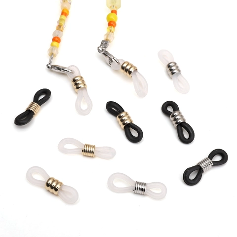 Ρυθμιζόμενοι Σύνδεσμοι Άκρων Αλυσίδας Γυαλιών από Σιλικόνη Με Μεταλλικό Πηνίο Αντιολισθητικοί Λαστιχένιοι Κρίκοι για Αξεσουάρ Γυαλιών DIY