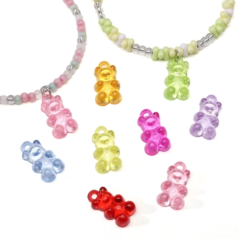 Colorful Acrylic Gummy Bear Pendants For DIY Jewelry Making Handcrafted Translucent Bear Charms For Necklaces Bracelets Accessories