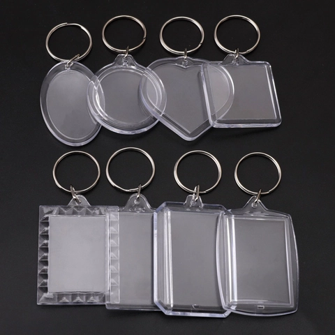 Clear Acrylic Blank Photo Frame Keychain Transparent DIY Insert Keyring For Custom Photos Handmade Craft Hanging Ornament