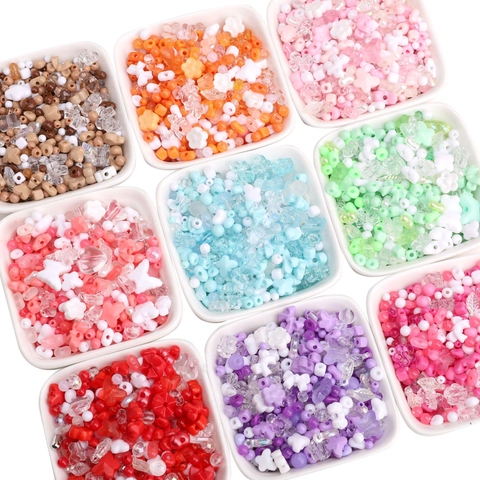 Gemischte Acrylperlen Für Die Schmuckherstellung DIY Armband Halskette Blumenbogen Herz Sternförmige Bunte Perlen Handwerksmaterial