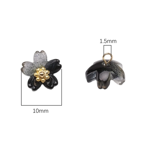 10mm Glass Cherry Blossom Pendants Sakura Flower Charms With Metal Core For DIY Jewelry Making Earring Necklace Handcrafted Material