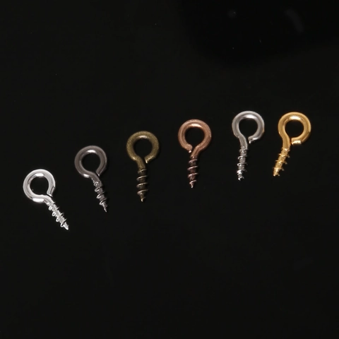 Iron Screw Eye Pins For DIY Jewelry Making Findings Electroplated Metal Hooks Gold Silver Bronze Red Copper Eye Hooks