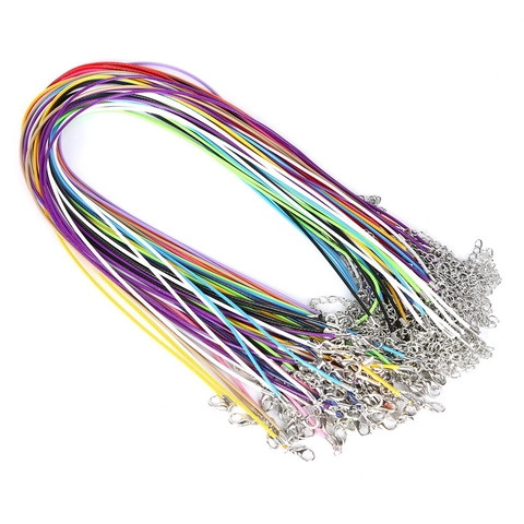 Black Wax Cord Necklace DIY Jewelry Findings With Lobster Clasp And Extension Chain For Pendant Craft Making Accessories