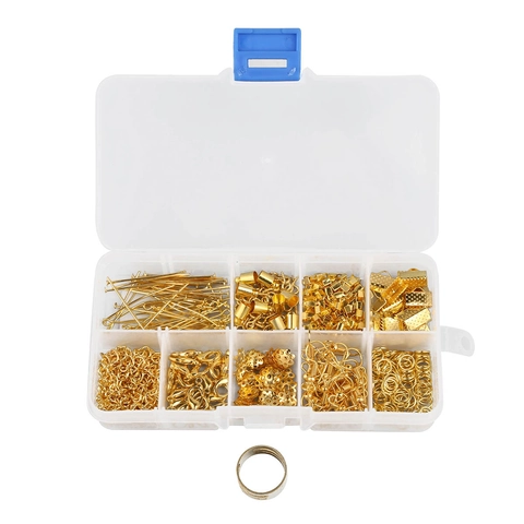 Set per Creazione Gioielli Fai-da-te Lega Chiusure a Moschettone Ganci per Orecchini Anellini per Bracciali Accessori Scatola