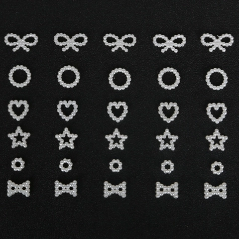 ABS Kunstparels Strik Hart Ster Vormen Flatback Kralen Voor DIY Sieraden Maken Haaraccessoires Nagelkunst Decoraties Wit Crème Knutselbenodigdheden