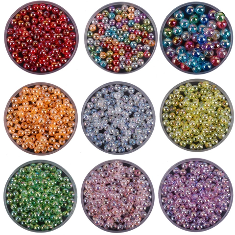 Acrylic Iridescent AB Color Round Beads DIY Loose Spacer Beads For Jewelry Making Handmade Necklace Bracelet Craft Accessories