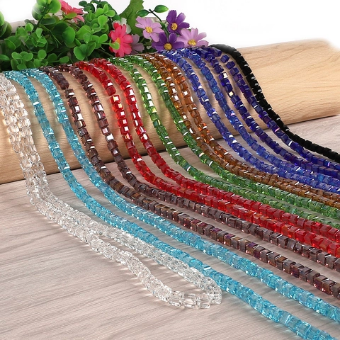 8mm Gefacetteerde Glas Kubus Kralen Meerkleurig AB Verguld Vierkante Kristallen Tussenkralen Voor DIY Sieraden Maken Armband Ketting