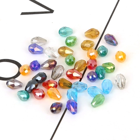 Faceted Glass Crystal Teardrop Loose Beads Water Drop Shape Spacers For Jewelry Making DIY Bracelet Necklace Accessory