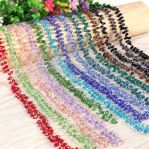 Marquise Shaped Faceted Glass Crystal Beads For DIY Jewelry Making AB Color Plated Craft Beads For Earrings Necklaces