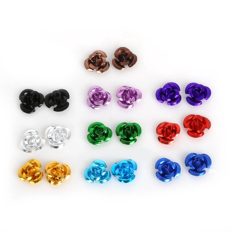 Aluminum 3D Rose Flower Beads DIY Jewelry Making Accessories For Bracelet Necklace Electroplated Loose Spacer Beads