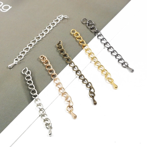 Metal Iron Extension Tail Chain With Water Drop Pendant For DIY Jewelry Making Necklace Bracelet Extension Accessory