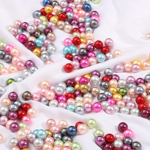 No Hole Round Artificial Pearl Beads For DIY Jewelry Making Crafts Resin Casting Decor Material Mixed Colors Supplies