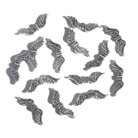 Ciondoli ad Ala di Angelo in Acciaio Inossidabile per Creazione Gioielli DIY Argento Antico Cuore Pendenti Accessori Craft
