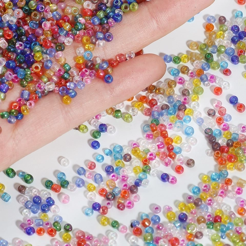 Colorful Glass Seed Beads Aurora AB Coating Round Loose Beads For DIY Jewelry Making Embroidery Craft Project Small Craft Beads