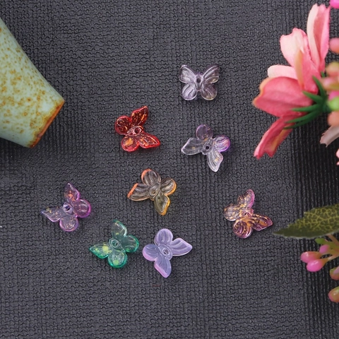 Vintage Glass Butterfly Pendants Gradient Glass Charms With Gold Foil For DIY Jewelry Hairpin Earring Accessories Craft