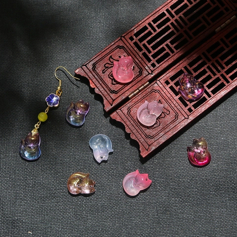 Czech Glass Fox Beads Lampwork Animal Shape Loose Beads For DIY Jewelry Making Hanfu Hairpin Components Accessories
