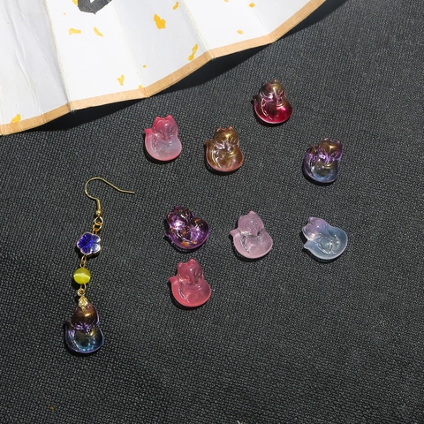 Czech Glass Fox Beads Lampwork Animal Shape Loose Beads For DIY Jewelry Making Hanfu Hairpin Components Accessories