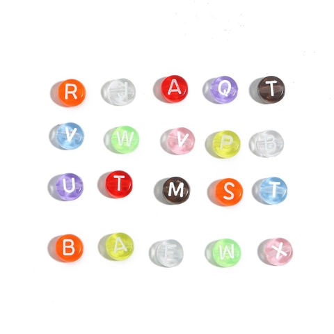 Acrylic Letter Alphabet Beads For DIY Jewelry Making Flat Round Colorful Beads For Bracelet Handmade Craft Accessories