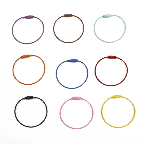 Colorful Stainless Steel Wire Keychain Ring Baking Varnish Cable Loop Luggage Tag Holder Key Ring Accessories For Bags
