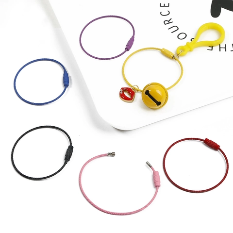 Colorful Stainless Steel Wire Keychain Ring Baking Varnish Cable Loop Luggage Tag Holder Key Ring Accessories For Bags