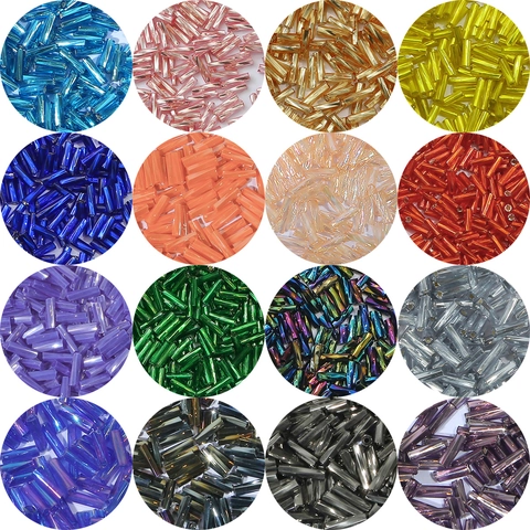 Tubular Glass Bugle Beads Electroplated Silver Lined Beads For Handmade Jewelry Making DIY Clothing Sewing Accessories