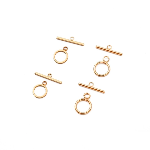 Gold Plated Copper OT Toggle Clasp Set Round Square Buckles For DIY Bracelet Necklace Connection Jewelry Making Findings