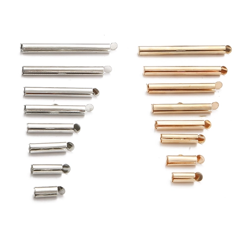 Iron Round Tube Slider End Tubes DIY Jewelry Making Ribbon Crimp End Caps Multi-Strand Connectors Sliding End Tubes Handcrafted Findings
