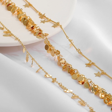 DIY Αλυσίδα με Επιχρύσωση 18K για Κατασκευή Κοσμημάτων Καρδιά Αστέρι Φεγγάρι Μενταγιόν Κολιέ Βραχιόλι Υλικό Χαλκού