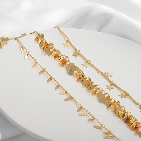 DIY Αλυσίδα με Επιχρύσωση 18K για Κατασκευή Κοσμημάτων Καρδιά Αστέρι Φεγγάρι Μενταγιόν Κολιέ Βραχιόλι Υλικό Χαλκού