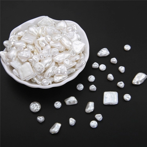 ABS Artificial Pearl Beads Irregular Baroque Style For DIY Jewelry Making Heart Star Leaf Shape White Loose Beads