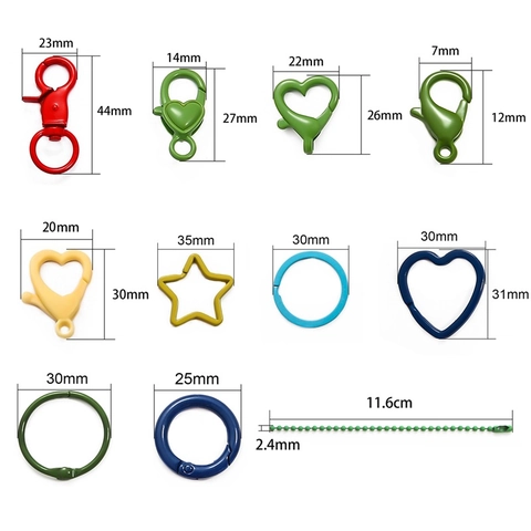 Fibbie per Gioielli Fai-da-te in Lega Colorata Chiusure a Moschettone Connettori a Forma di Cuore e Stella per Portachiavi