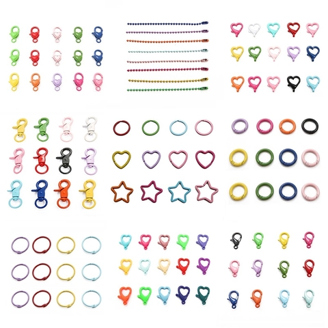 Fibbie per Gioielli Fai-da-te in Lega Colorata Chiusure a Moschettone Connettori a Forma di Cuore e Stella per Portachiavi