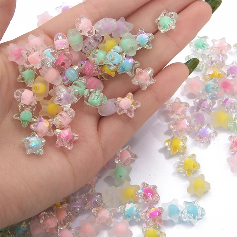 Acrylic Transparent Frosted Star Round Beads For DIY Hair Accessories Jewelry Making Handmade Bead In Bead Craft Kits