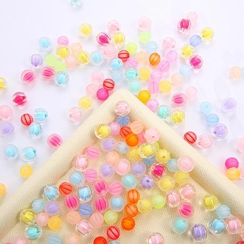 Gemischte Macaron Farben Acryl Kürbis Perlen Mattierte Perle-in-Perle Gestreifte Lose Perlen Für DIY Armband Halskette Schmuckherstellung