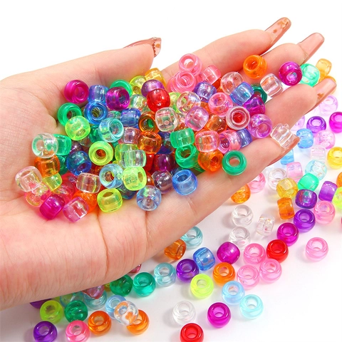 Transparent Acrylic Barrel Beads Pony Beads Assorted Colors Loose Beads For DIY Bracelet Necklace Jewelry Making Crafts
