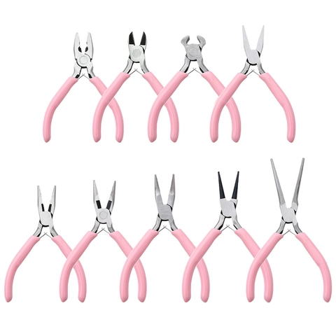 Pink Handle Professional Jewelry Making Pliers DIY Handmade Craft Tool For Beading Wire Wrapping Needle Round Nose Plier