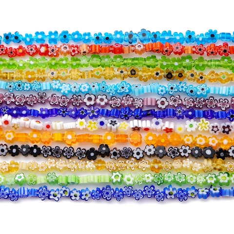 Perles en Verre Millefiori en Forme de Fleur pour Fabrication de Bijoux DIY Perles en Vrac pour Collier Bracelet
