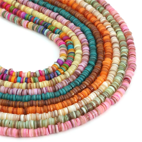 Perle Heishi a Disco Rotondo in Conchiglia Naturale Per Creazione di Gioielli DIY Perline Distanziatrici Colorate Per Bracciali Collane Accessori Artigianali