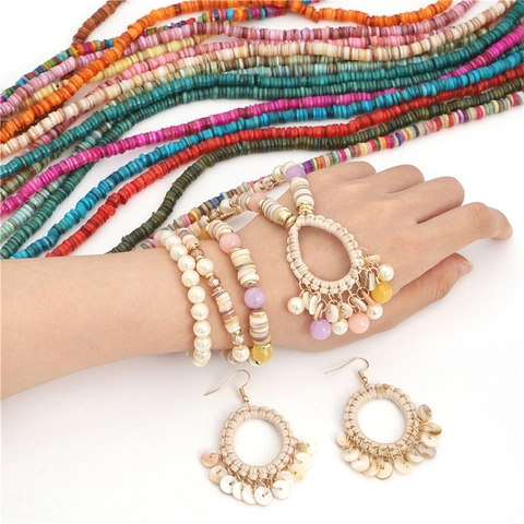 Natural Shell Heishi Beads Flat Round Disc Spacers Strand For DIY Bracelet Necklace Jewelry Making 6mm 8mm