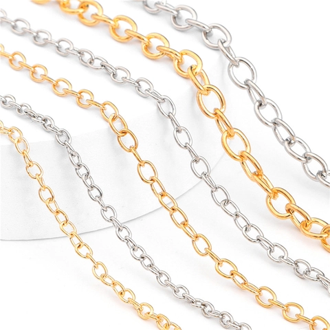 DIY Iron Jewelry Making Chain Roll Electroplated Metal Cable Curb Figaro Ball Link Chains For Necklace Bracelet Supplies