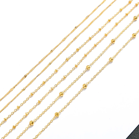 Iron O-Link Bead Chain Encrypted Chain For DIY Eyewear Chain Lanyard Earphone Jewelry Making Accessories Gold Silver Electroplated Metal Chain